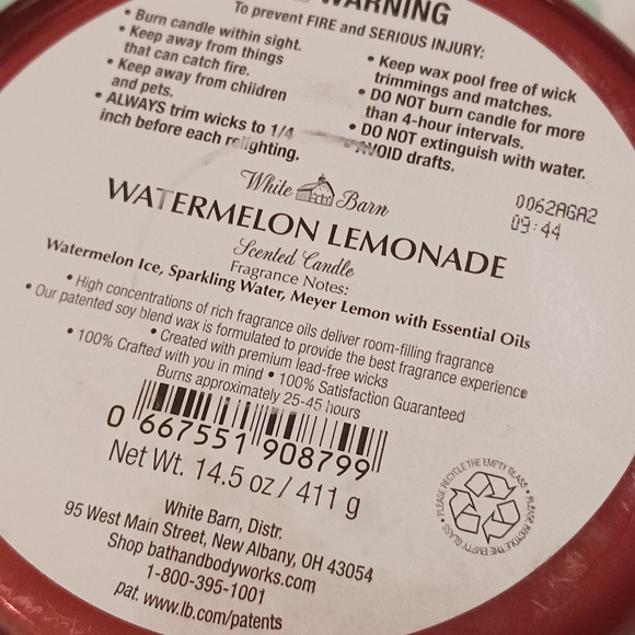 White Barn Watermelon Lemonade Scented Candle - Pink - Picture 5 of 6